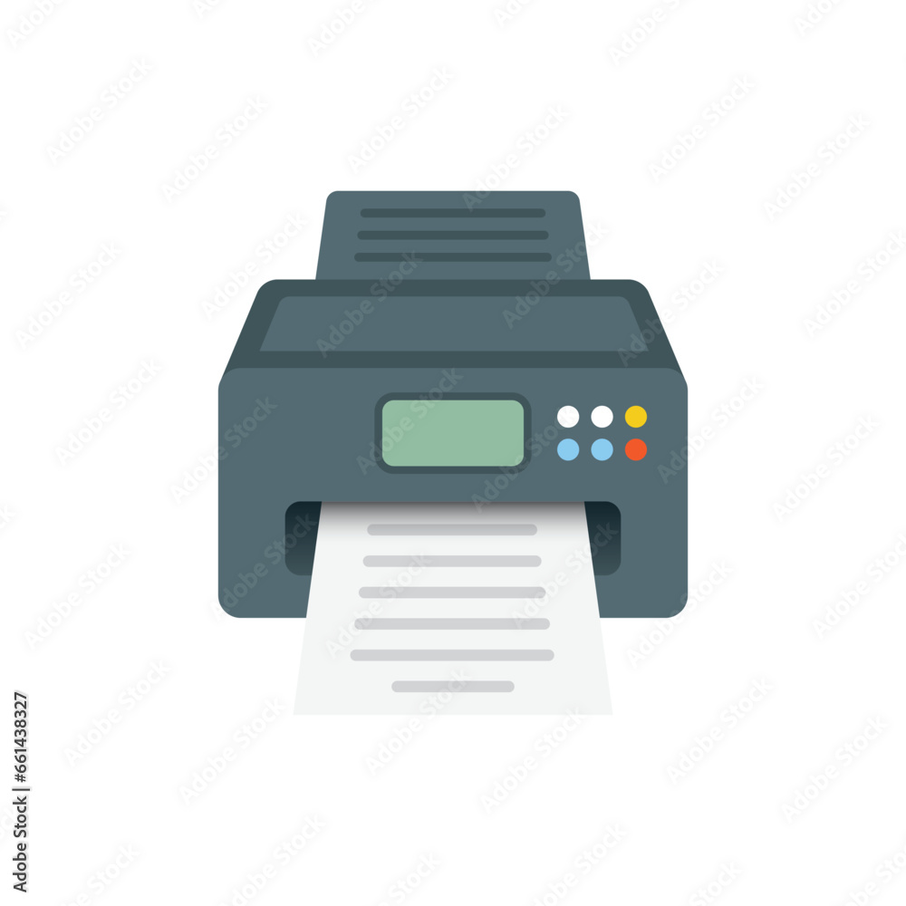 Printer icon in flat style. Office machine vector illustration on isolated background. Printout sign business concept. Printer icon in flat style. Office machine vector illustration on isolated background. Printout sign business concept.