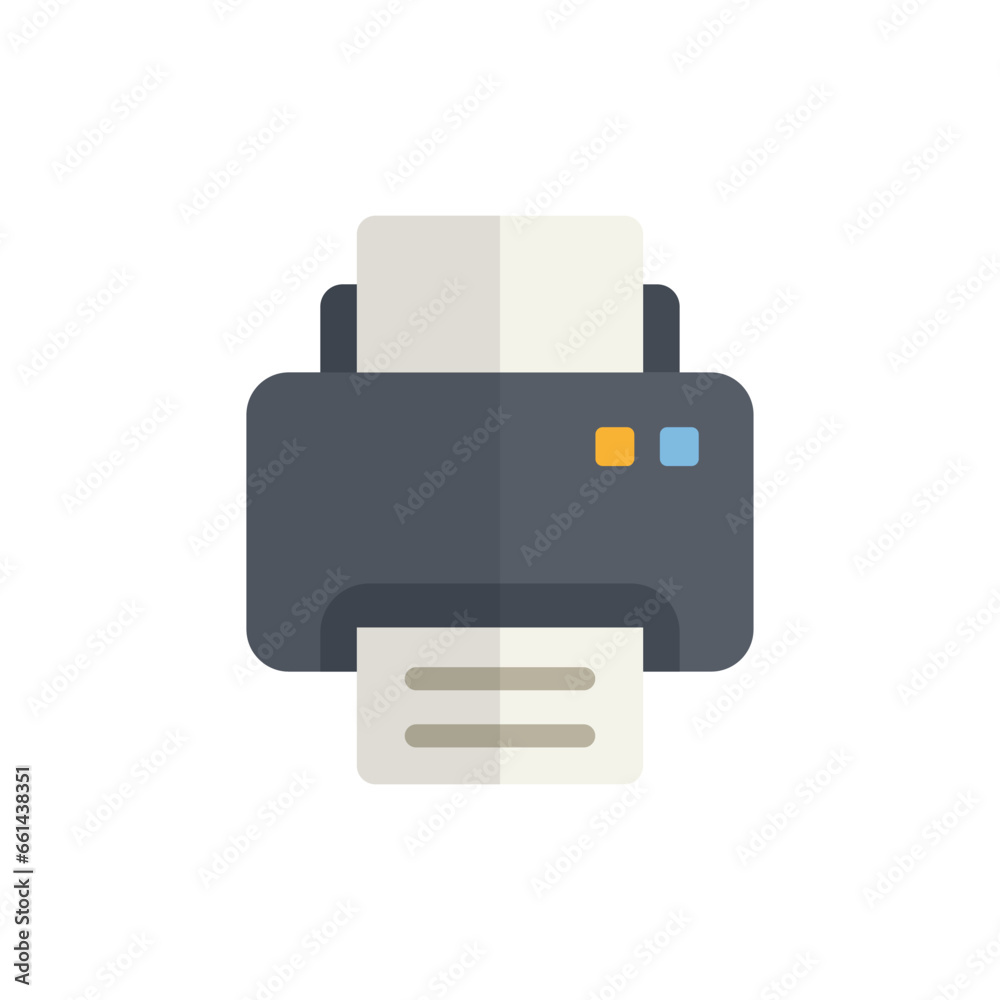 Printer icon in flat style. Office machine vector illustration on isolated background. Printout sign business concept. Printer icon in flat style. Office machine vector illustration on isolated background. Printout sign business concept.