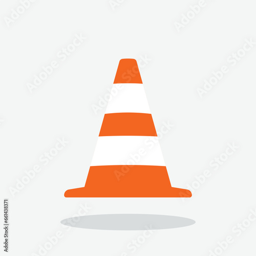 Traffic cone icon in flat style. Safety obstacle vector illustration on isolated background. Construction barrier sign business concept.