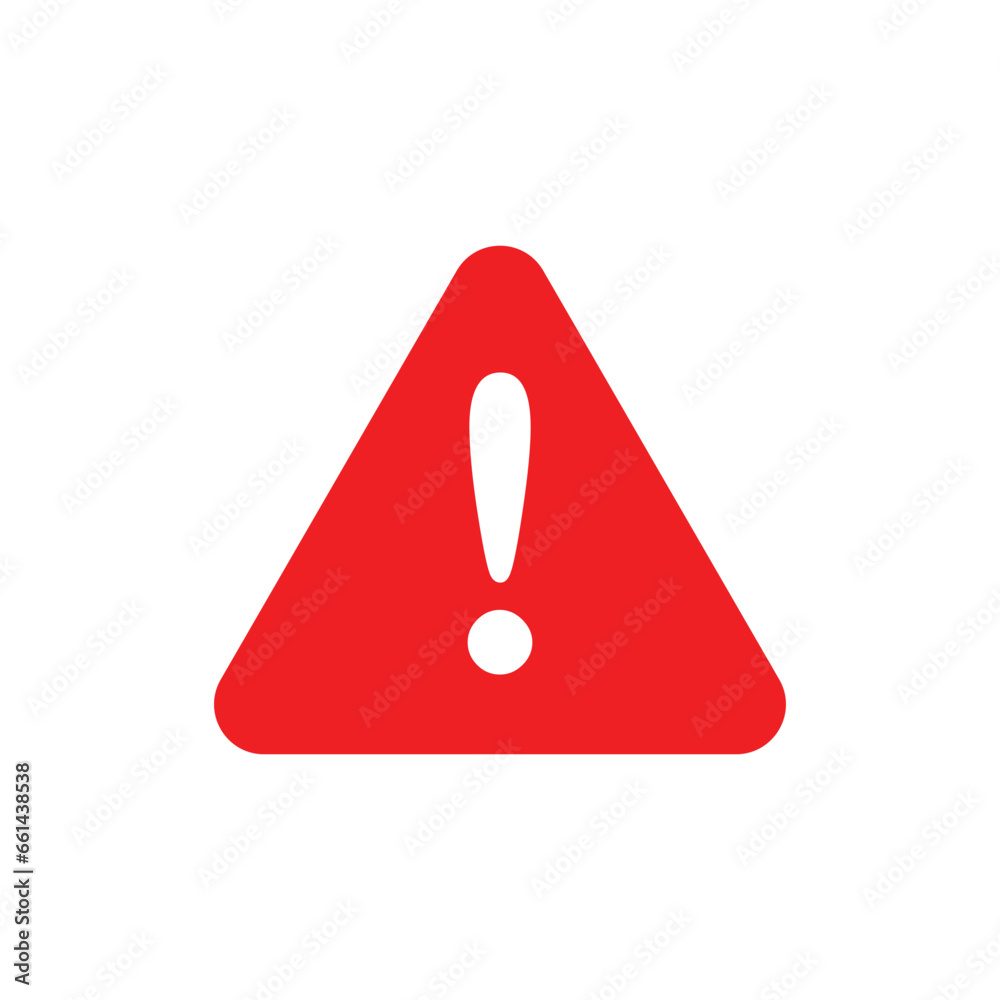 Attention sign with exclamation mark icon in flat style. Error vector illustration on isolated background. Caution sign business concept. - obrazy, fototapety, plakaty 