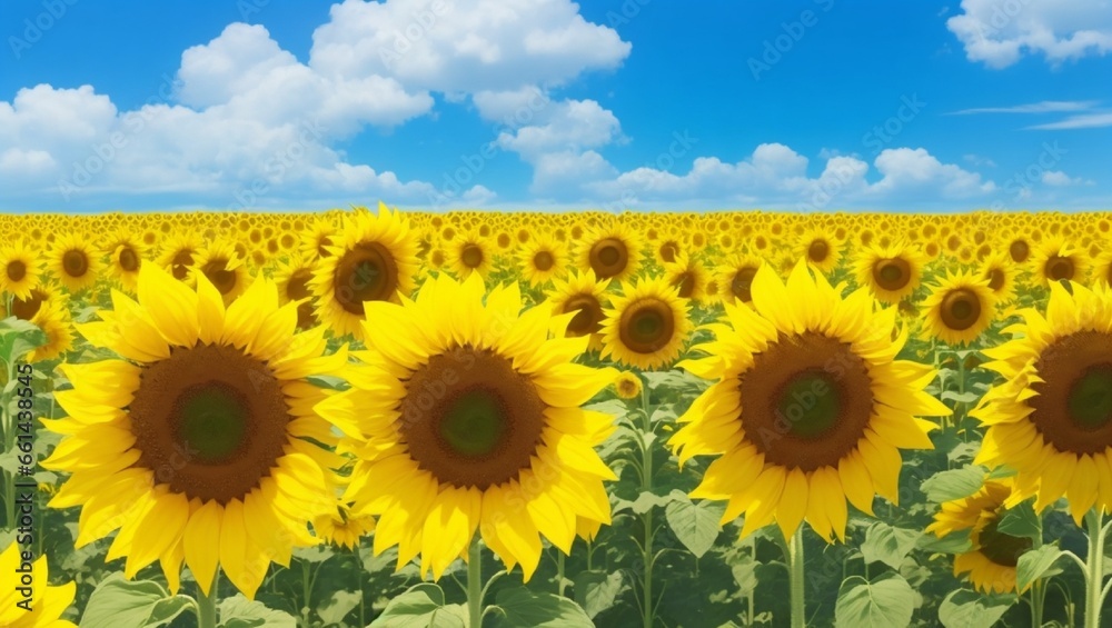 Fototapeta premium beautiful view of field of sunflowers
