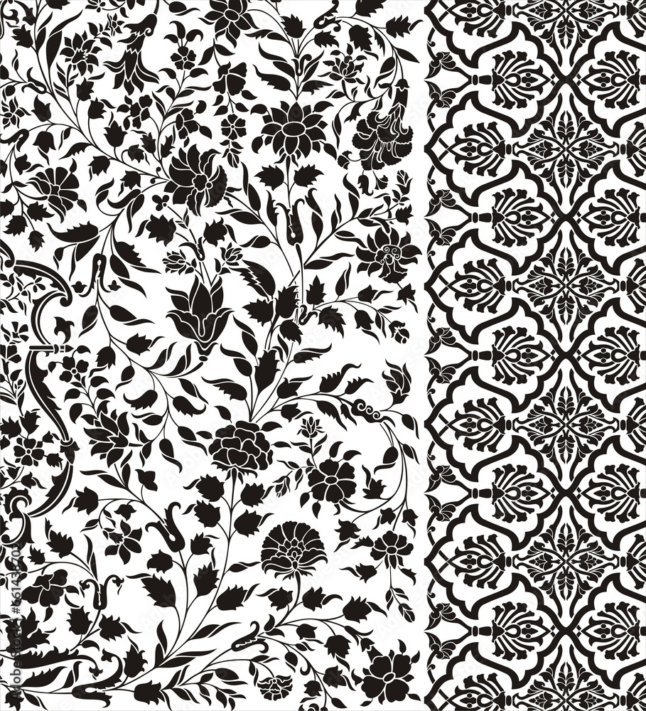 wedding card design, traditional paisley floral pattern , royal India	