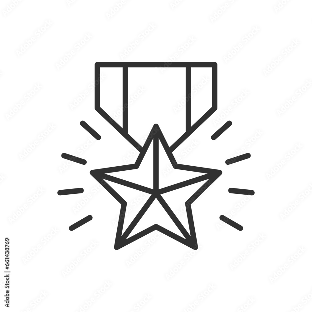 Star medal award, linear icon. Line with editable stroke Star medal award, linear icon. Line with editable stroke
