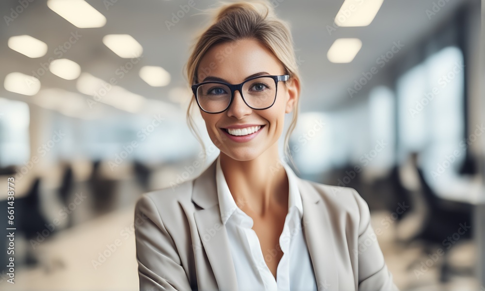 Smiling businesswoman in office Smiling businesswoman in office