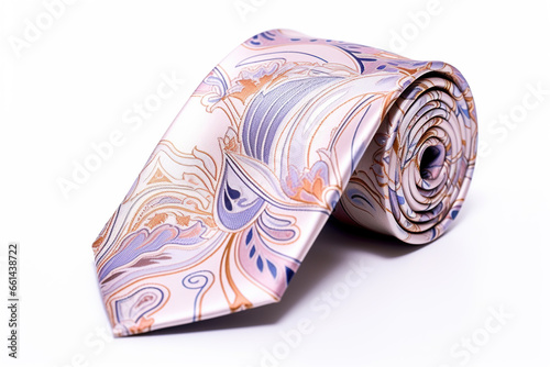 Rolled silk necktie, fashion accessory, for formal and professional, isolated on a white background