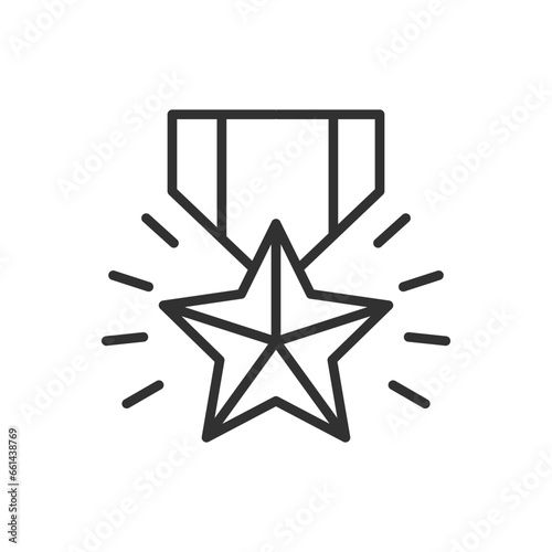 Star medal award, linear icon. Line with editable stroke