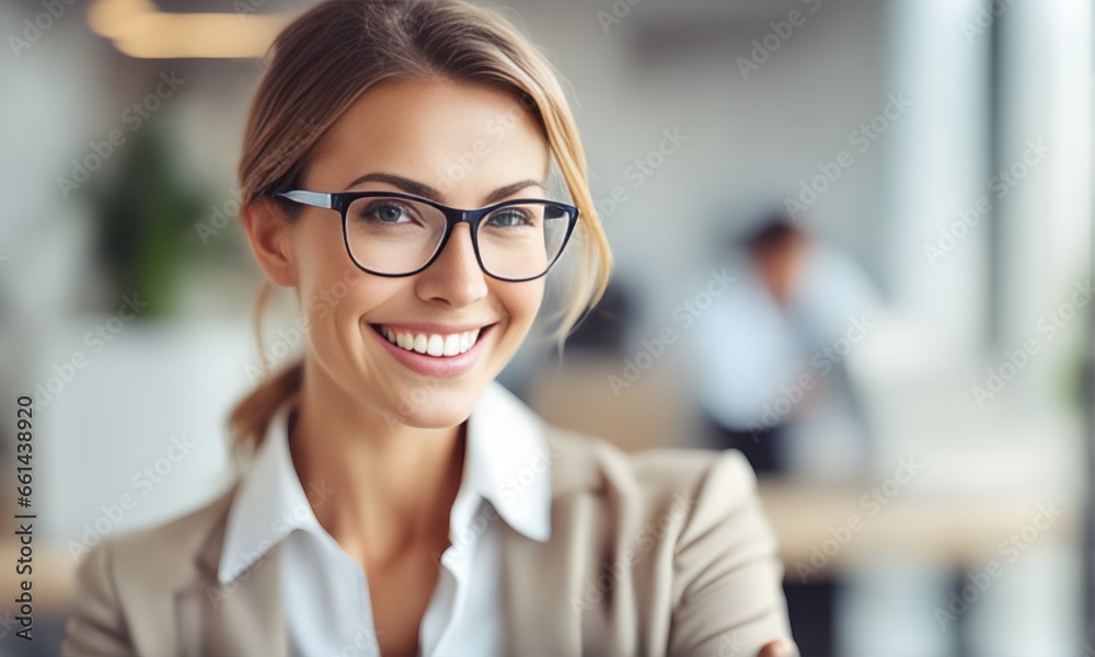 Smiling businesswoman in office Smiling businesswoman in office