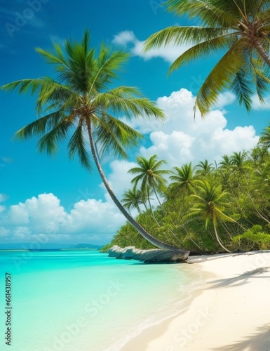 beautiful view of beach with palm trees