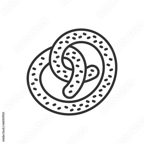 Poppy seed bagel, linear icon. Line with editable stroke