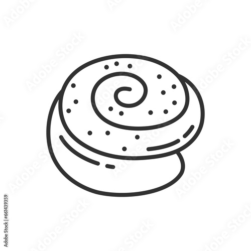 snail bun, linear icon. Line with editable stroke