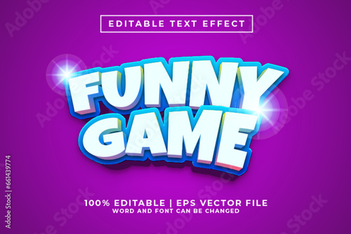 Funny Game 3d Editable Text Effect Cartoon Style Premium Vector