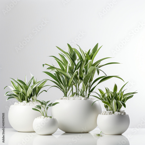 White potted plants