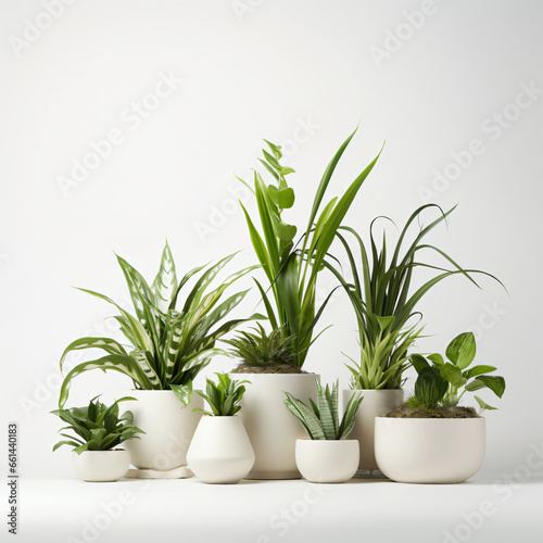 White potted plants