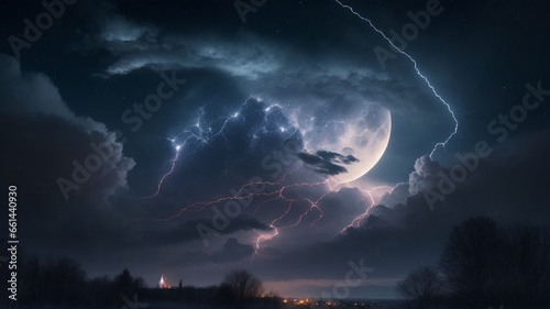 beautiful view of lightning in the sky