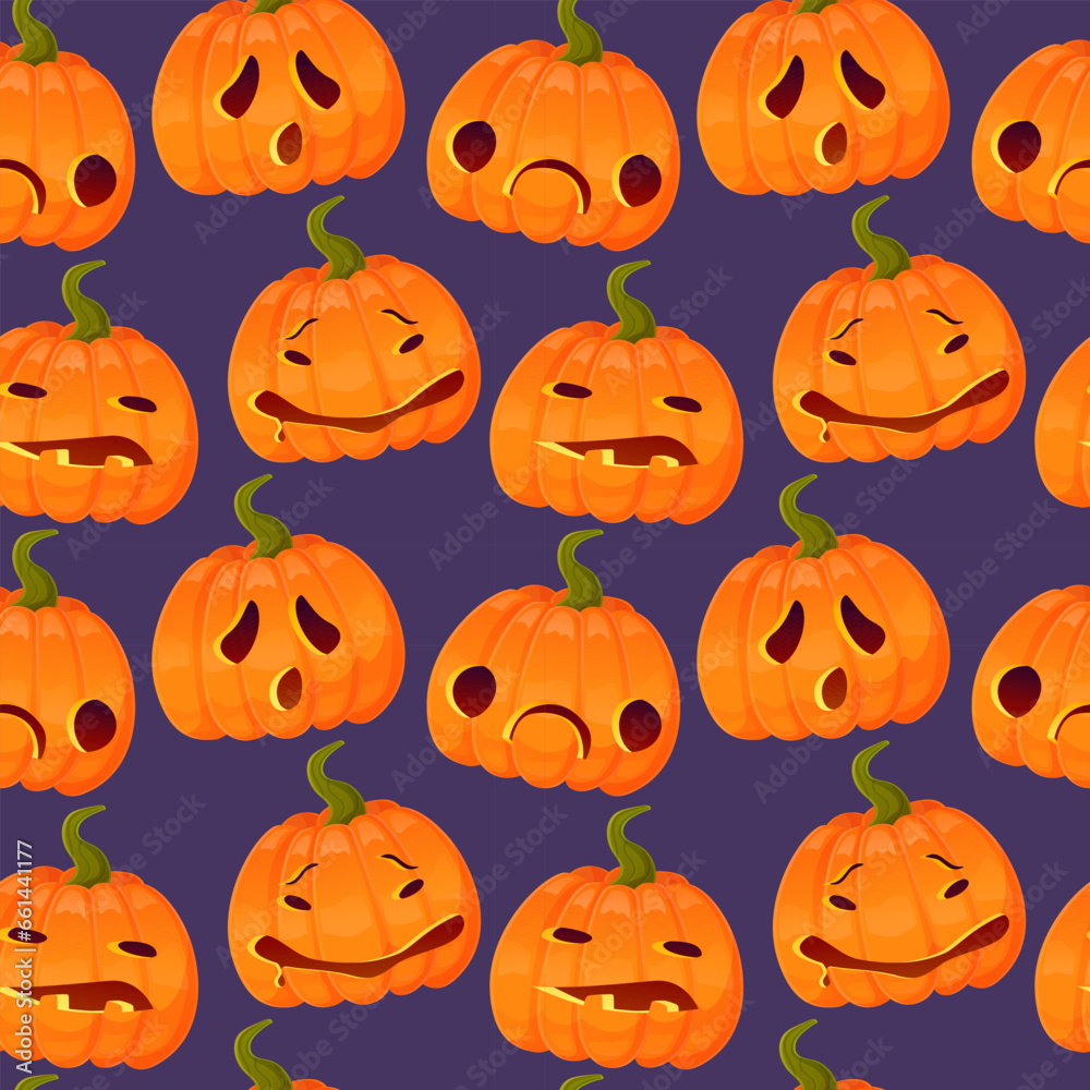 Halloween jumping jack-o-lantern seamless pattern on purple background. Halloween jumping jack-o-lantern seamless pattern on purple background.