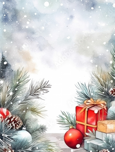 Watercolor Christmas Greeting Card Mockup  Generative AI