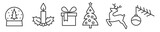 Christmas symbols and thin line outline icons. Set of Winter Holiday editable vector icons