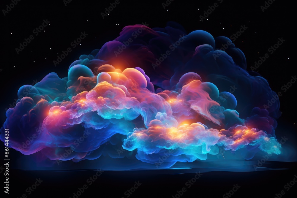 Obraz premium Abstract representation of gaseous formations, displaying dance of colors in pink, blue, and purple.