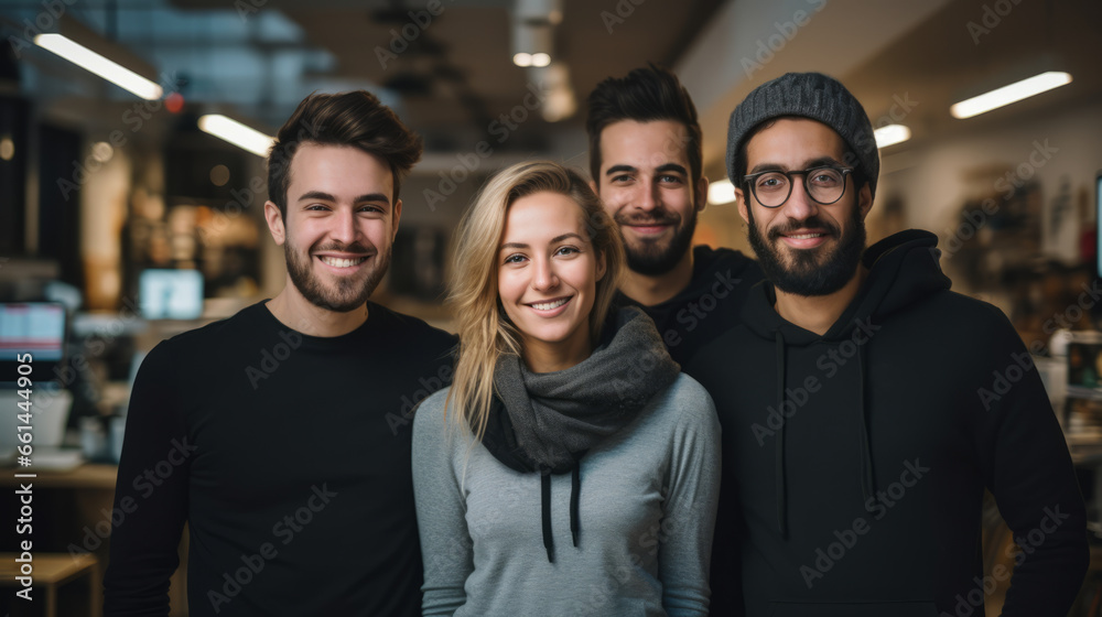 Obraz premium Diverse group picture of young freelancers man and woman standing looking at the camera