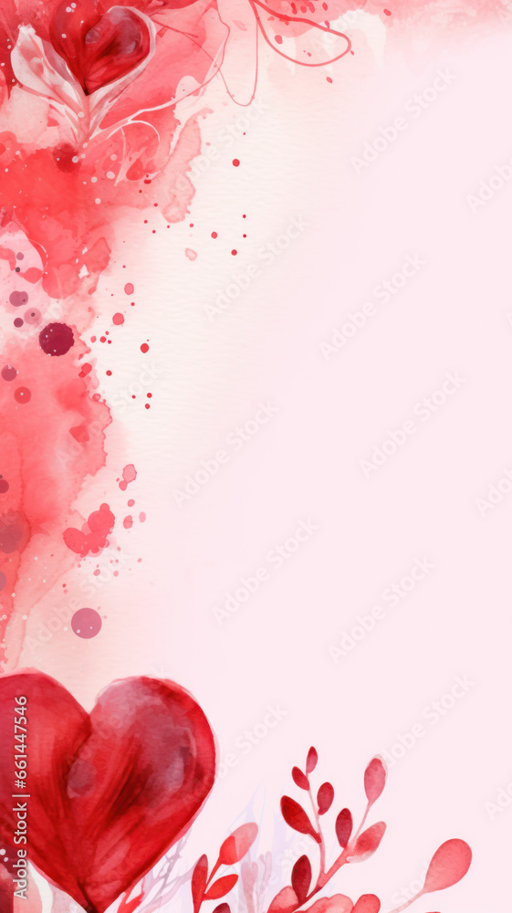 Watercolor Valentine's Day Greeting Card Mockup, Generative AI