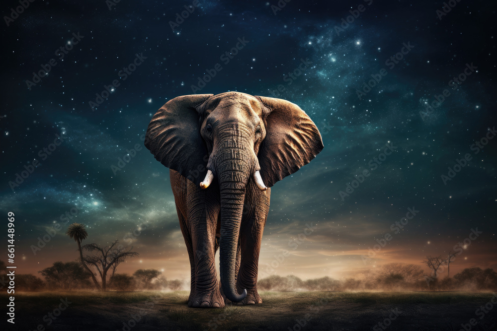Fototapeta premium Elephant at night