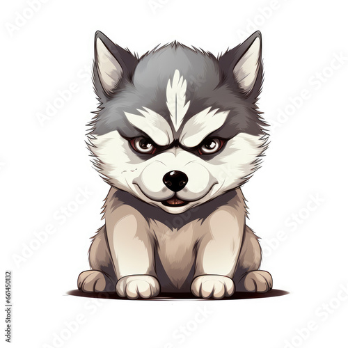 cute husky, illustration on white background (AI) © Pikai