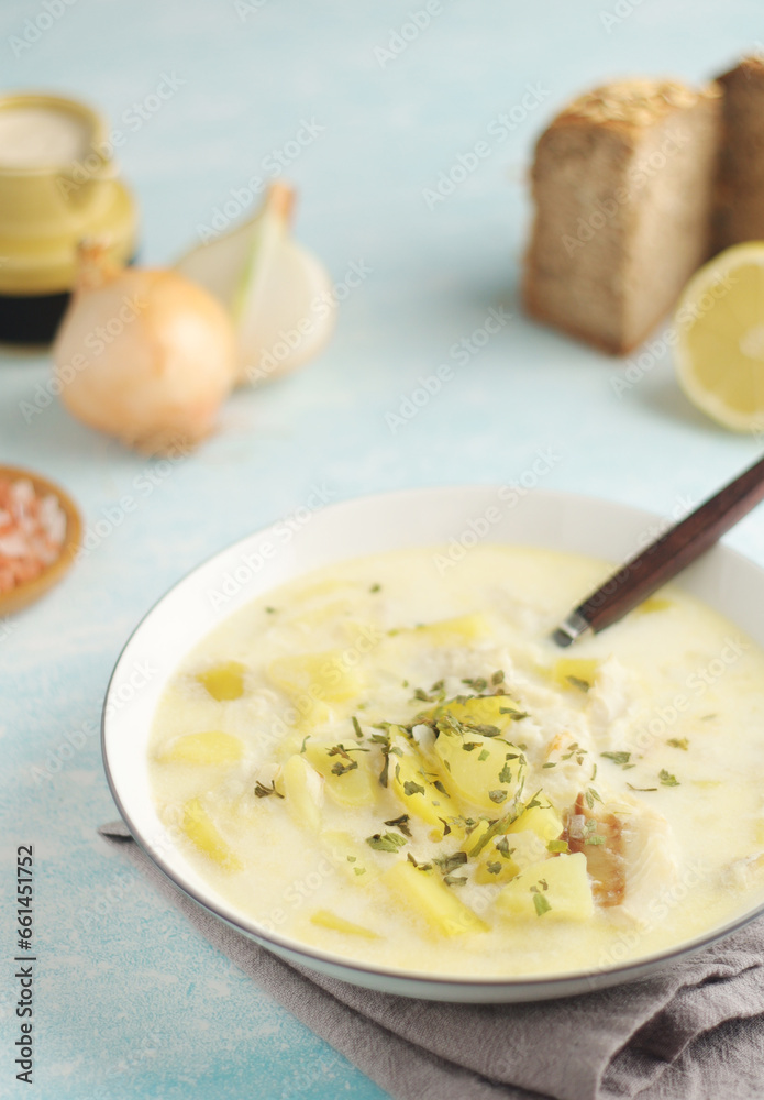 Cullen Skink, traditional fish soup, Scottish cuisine Cullen Skink, traditional fish soup, Scottish cuisine