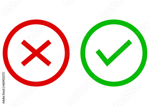 Symbols of acceptance, rejection and attention, vector illustration on white background, Svg.