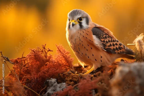 Common kestrel (Falco tinnunculus) in autumn photo