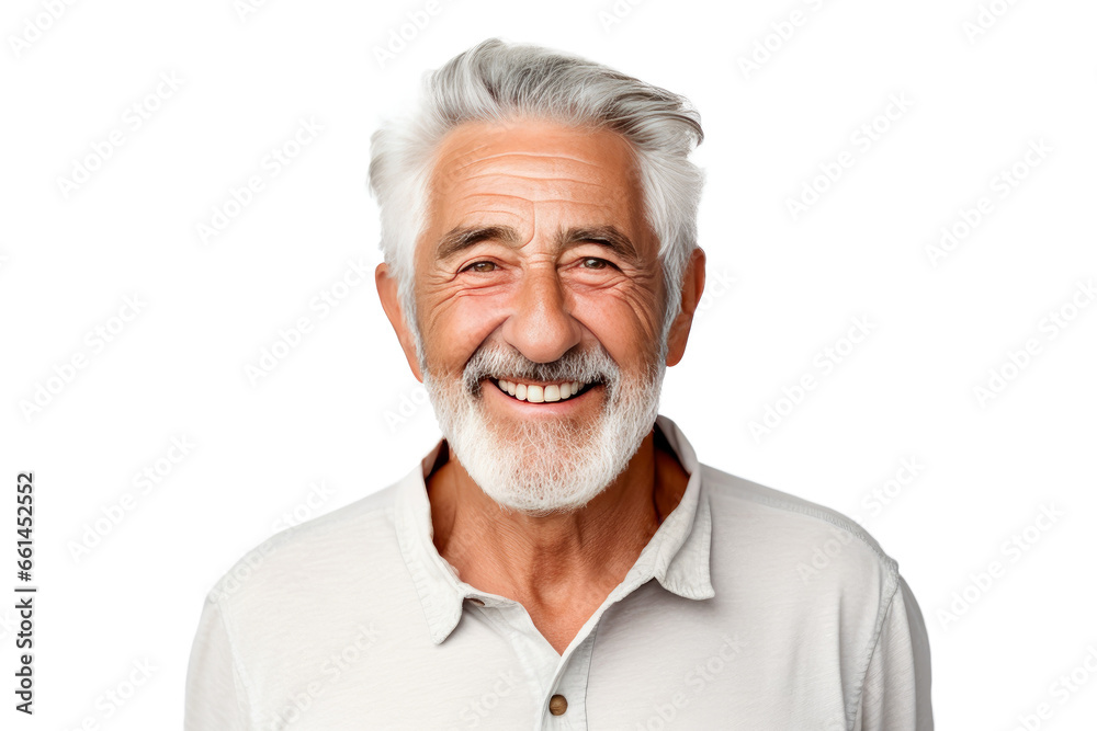 Portrait studio shot of an attractive, healthy senior man smiling relaxedly isolated on transparent png background. Portrait studio shot of an attractive, healthy senior man smiling relaxedly isolated on transparent png background.