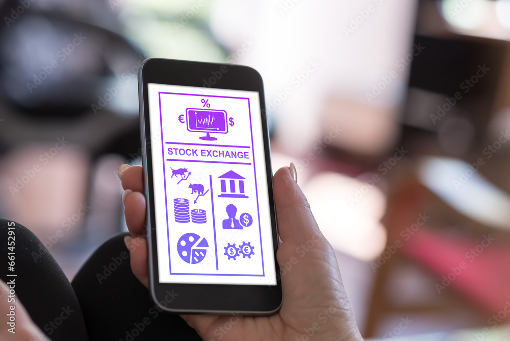 Fototapeta premium Stock exchange concept on a smartphone