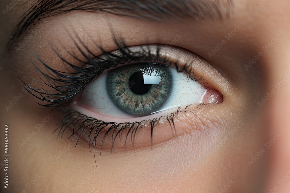 Close-up eye. Detailed Exploration of Eyes Health Makeup and Elegance Close-up eye. Detailed Exploration of Eyes Health Makeup and Elegance