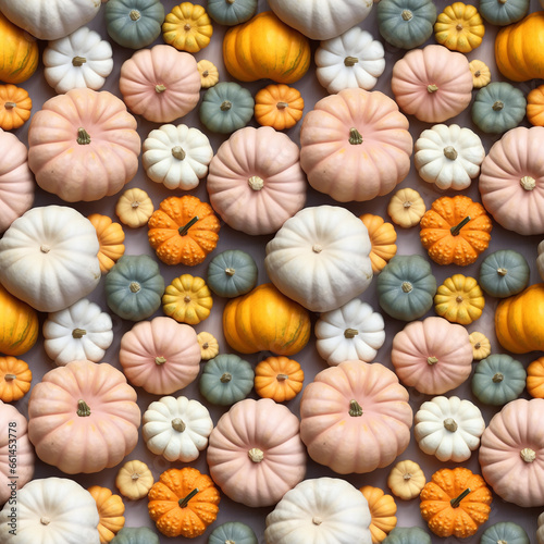 seamless pattern of colorful pumpkins background. autumn, thanksgiving, halloween