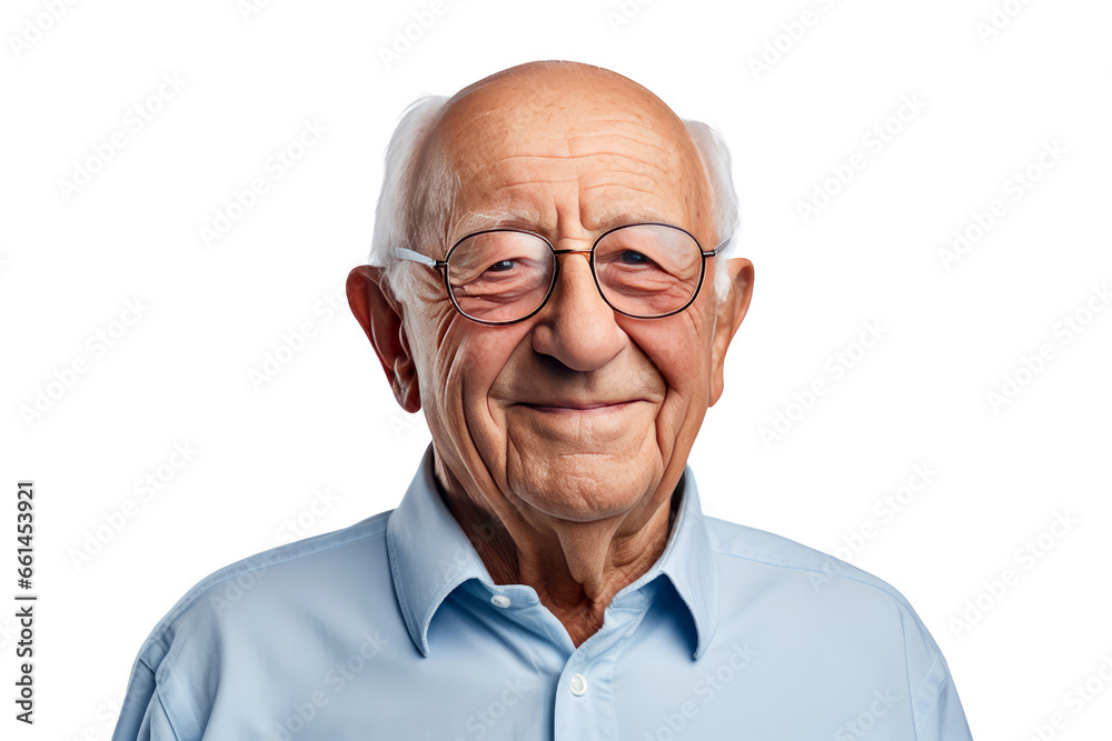 Portrait studio shot of an attractive, healthy senior man smiling relaxedly isolated on transparent png background. Portrait studio shot of an attractive, healthy senior man smiling relaxedly isolated on transparent png background.