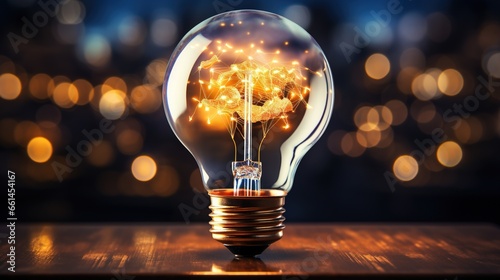 novative concept of a glowing brain inside a light bulb, symbolizing creativity and intelligence, perfect for tech and science projects, generative ai photo
