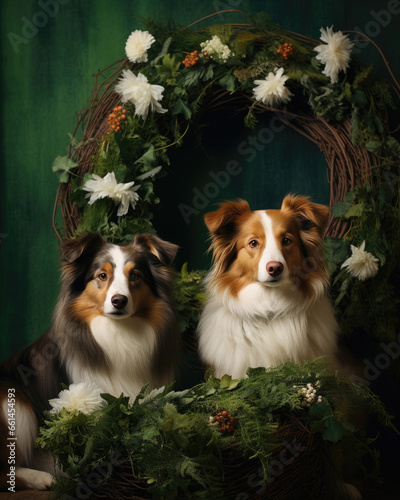 Two dogs and a Christmas decoration