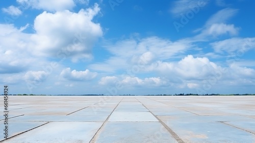 Blue Sky Background Cloud Horizon with Empty Concrete Floor  © Halim Karya Art