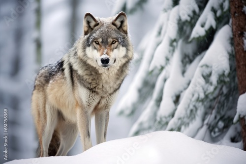 wolf in the forest outside in winter © Nataliia
