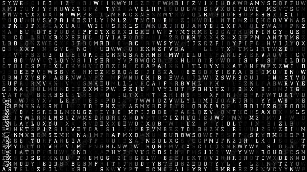 Creative disorder exploring artistic chaos of random text in graphic design. Moving letters animated alphabet creates mesmerizing visual experience