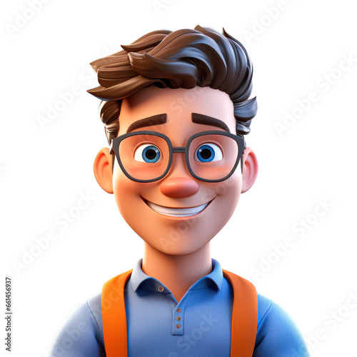 Cartoon 3d style cheerful young man character. Isolated background. Transparent PNG