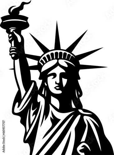 Statue of liberty silhouette. Black and white laser cutting vector template.