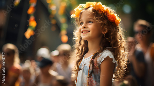 Festive joy, Smiling girl enjoying a summer festival