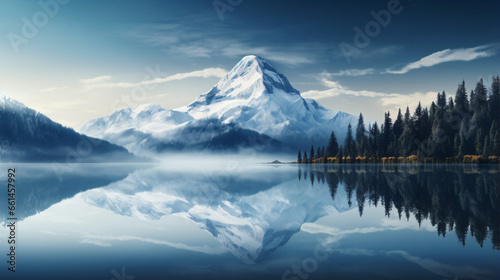 A mountain with a snow capped peak © Cedar