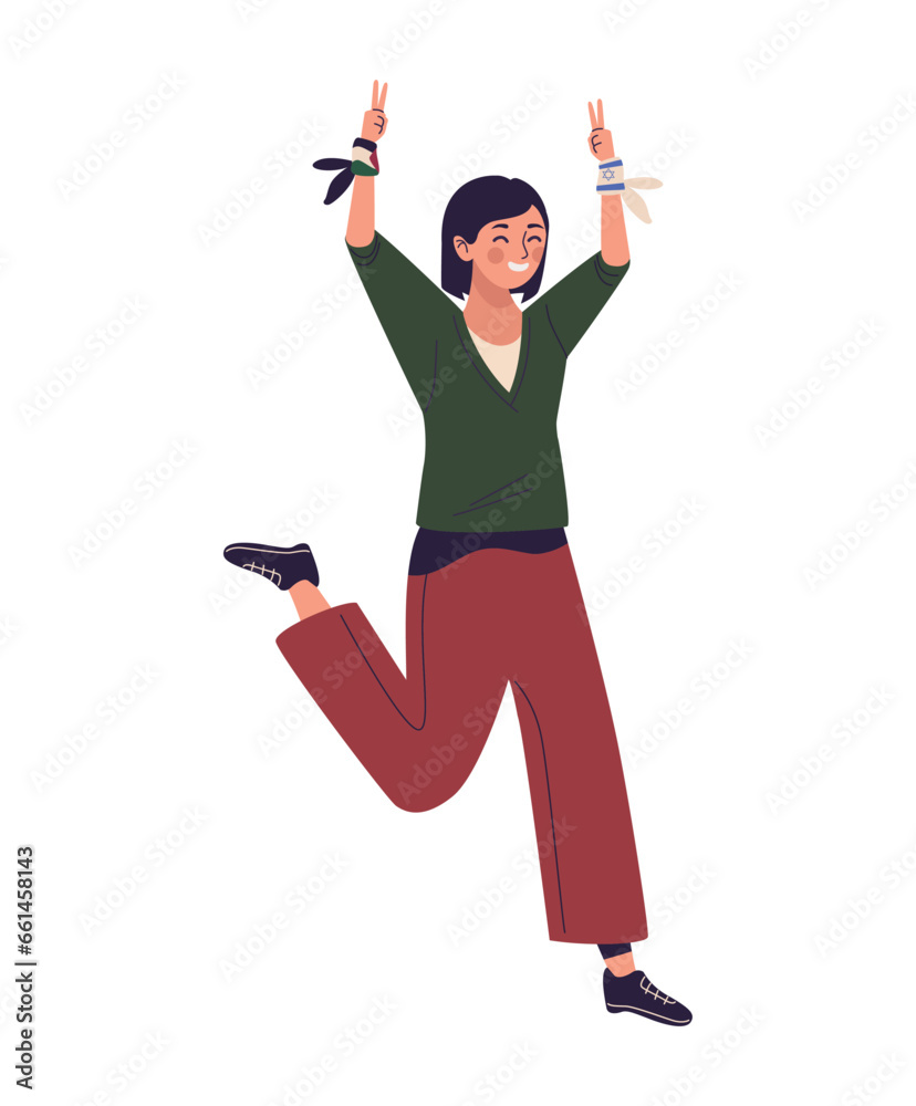 Fototapeta premium israel and palestine flags in activist hands