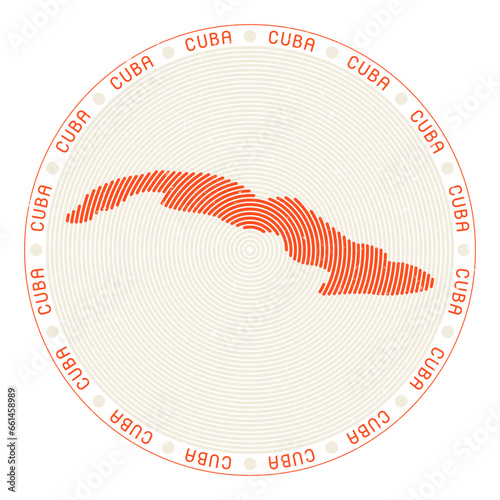 Cuba shape radial arcs. Country round icon. Cuba logo design poster. Appealing vector illustration.