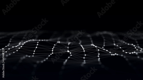 Network connection structure. Data transfer. Abstract background with interweaving of dots and lines. 3D rendering. © Olena