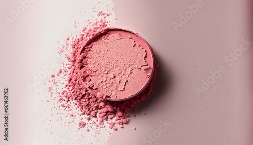 Pink blush powder and brush on clean background
