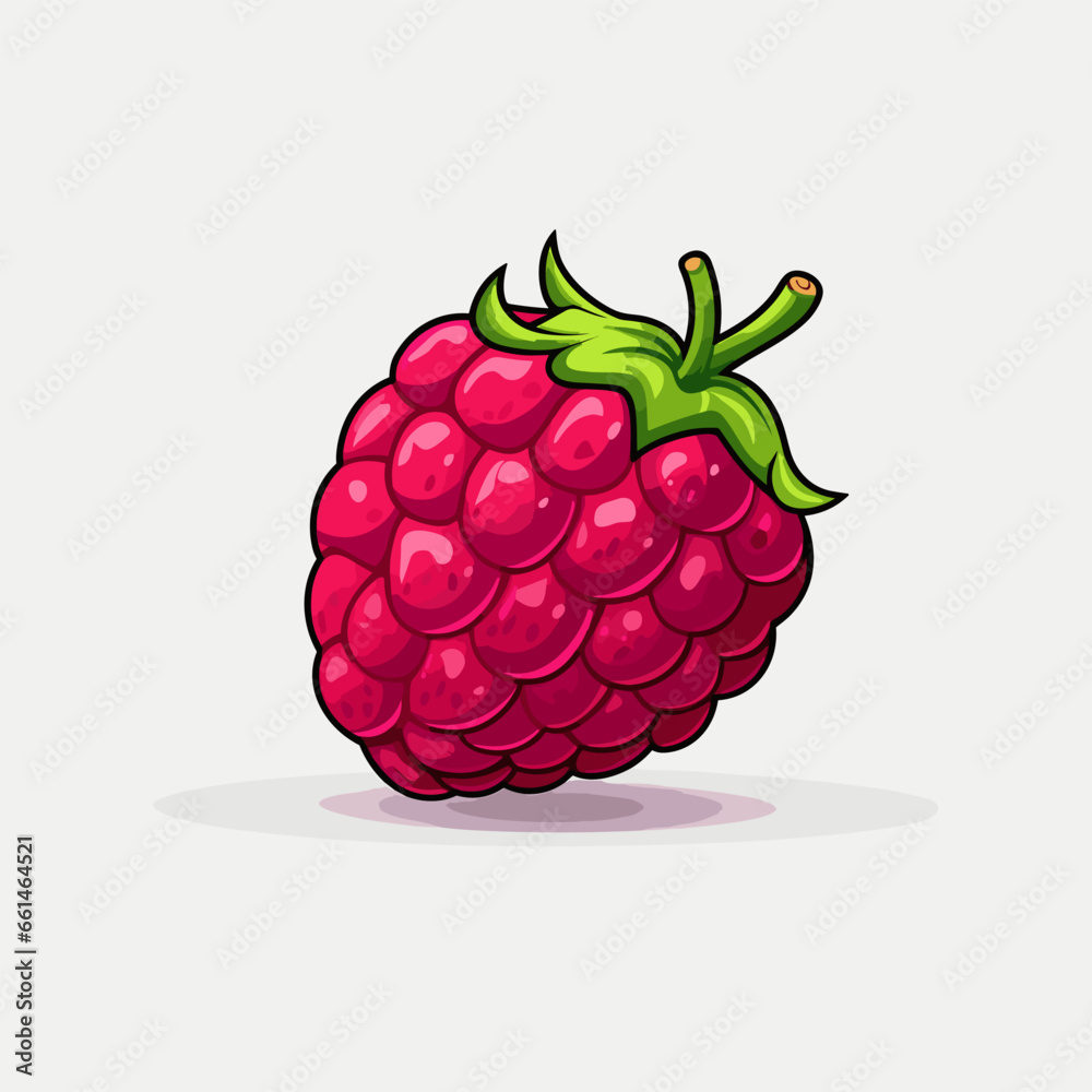 Raspberry. Raspberry hand-drawn comic illustration. Vector doodle style ...