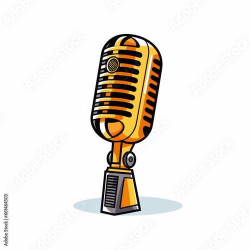 Microphone hand-drawn comic illustration. Microphone. Vector doodle style cartoon illustration