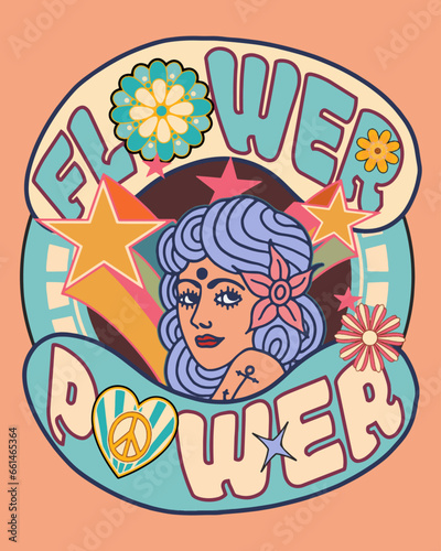 Groovy Flower Power Vector Art  Illustration and Graphic